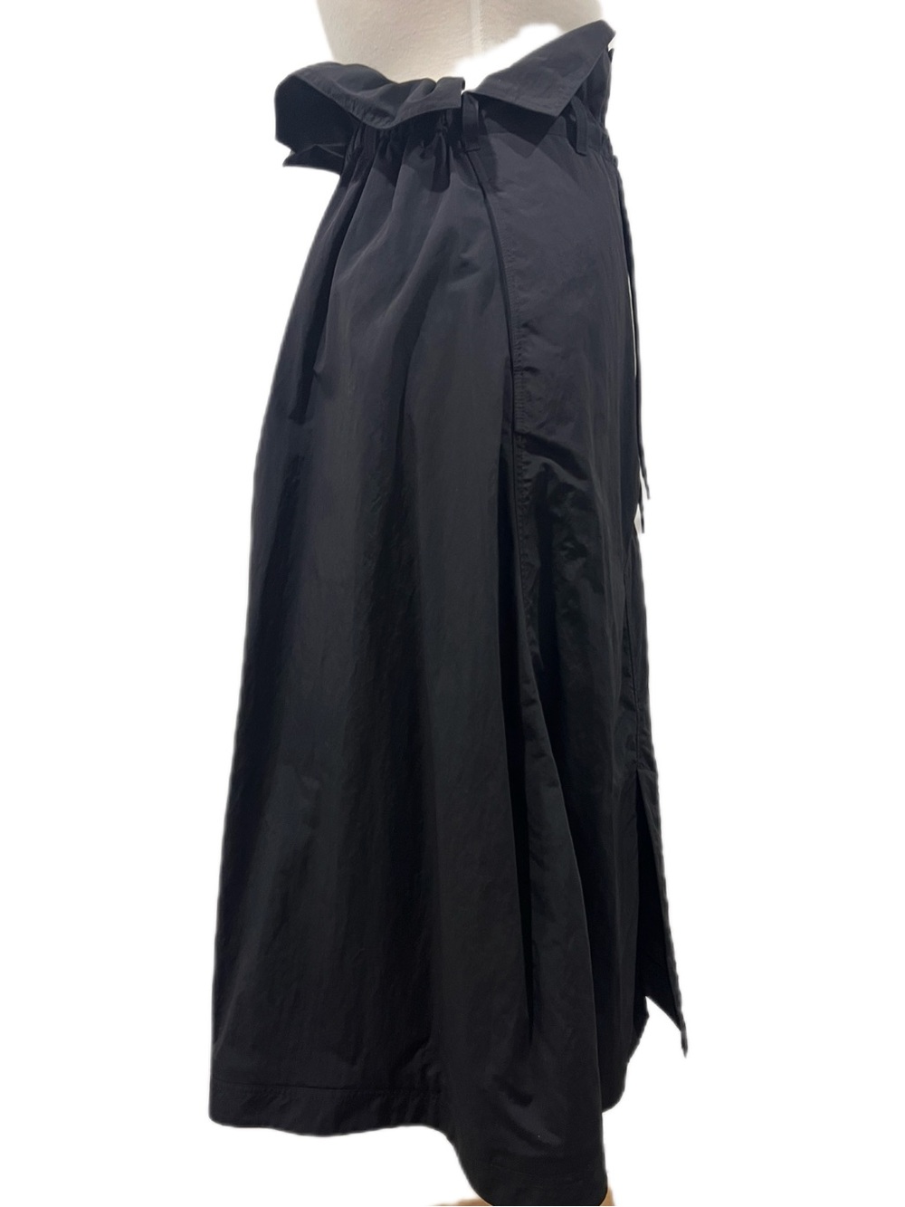Y-3 Black Drawstring Ruffle Waist Maxi Skirt